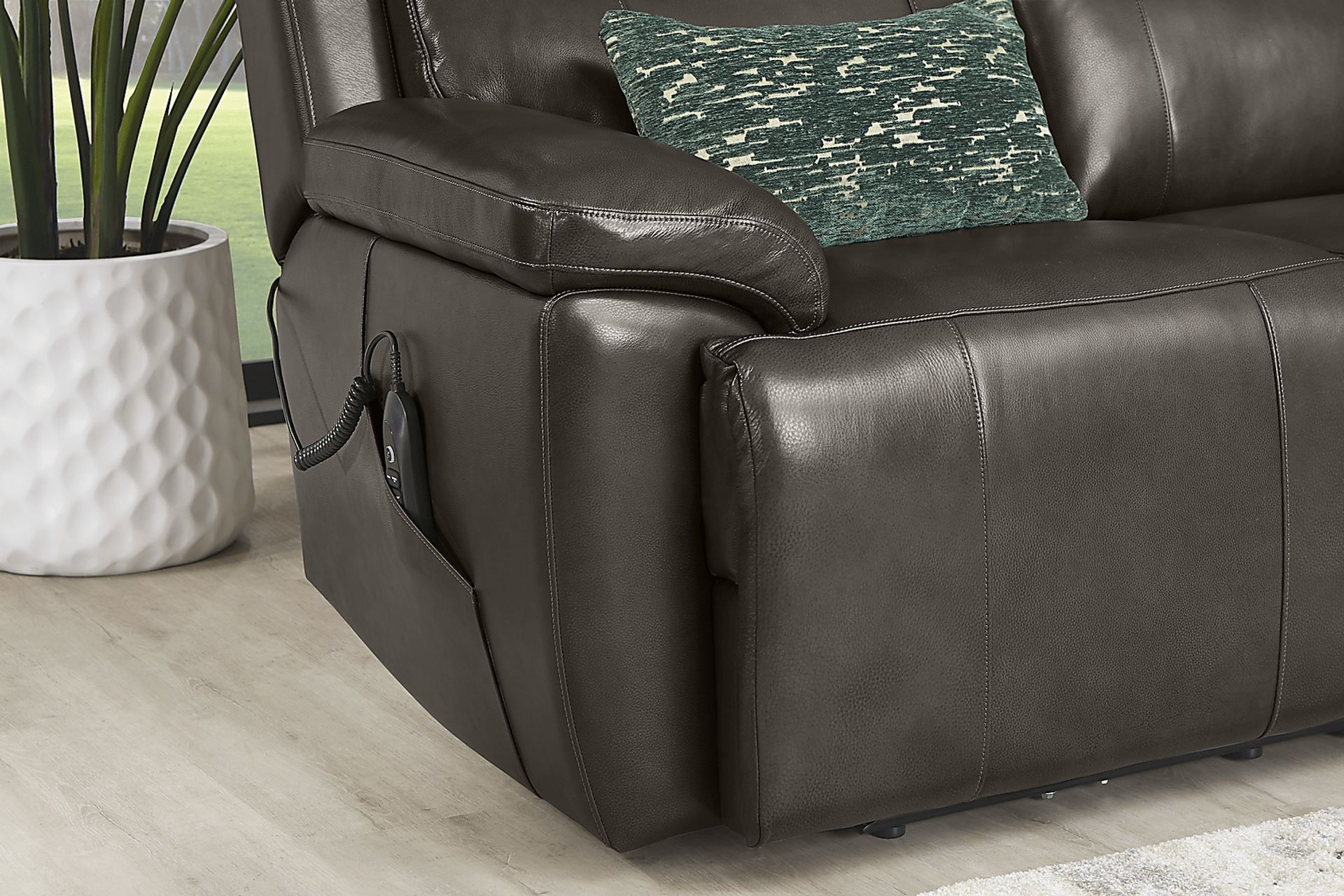 Barolo Gray Leather 5 Pc Triple Power Reclining Living Room with Massage and Heat - Image 6