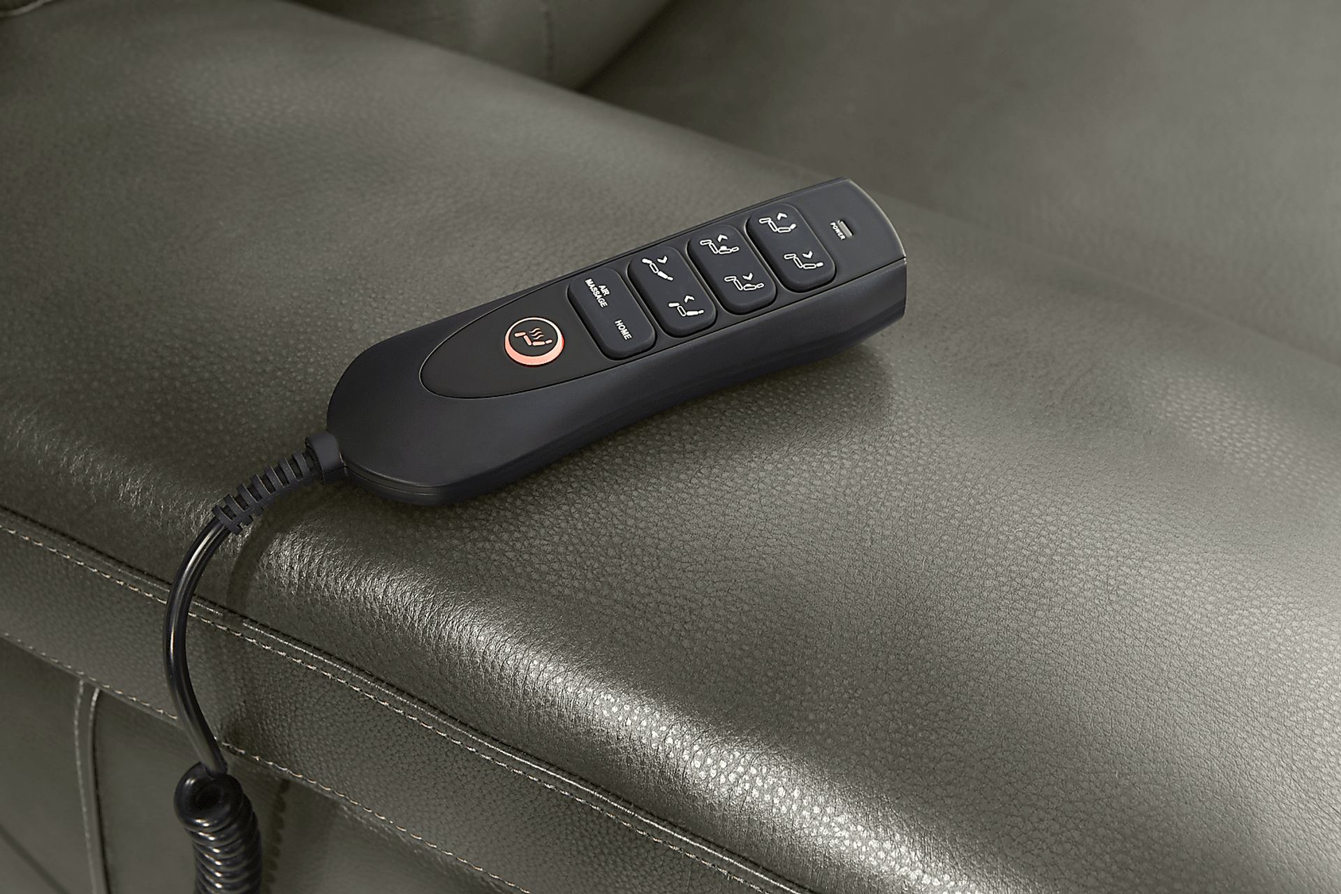 Barolo Gray Leather 5 Pc Triple Power Reclining Living Room with Massage and Heat - Image 9