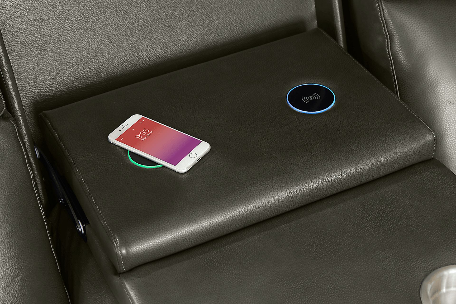 Barolo Gray Leather 5 Pc Triple Power Reclining Living Room with Massage and Heat - Image 10