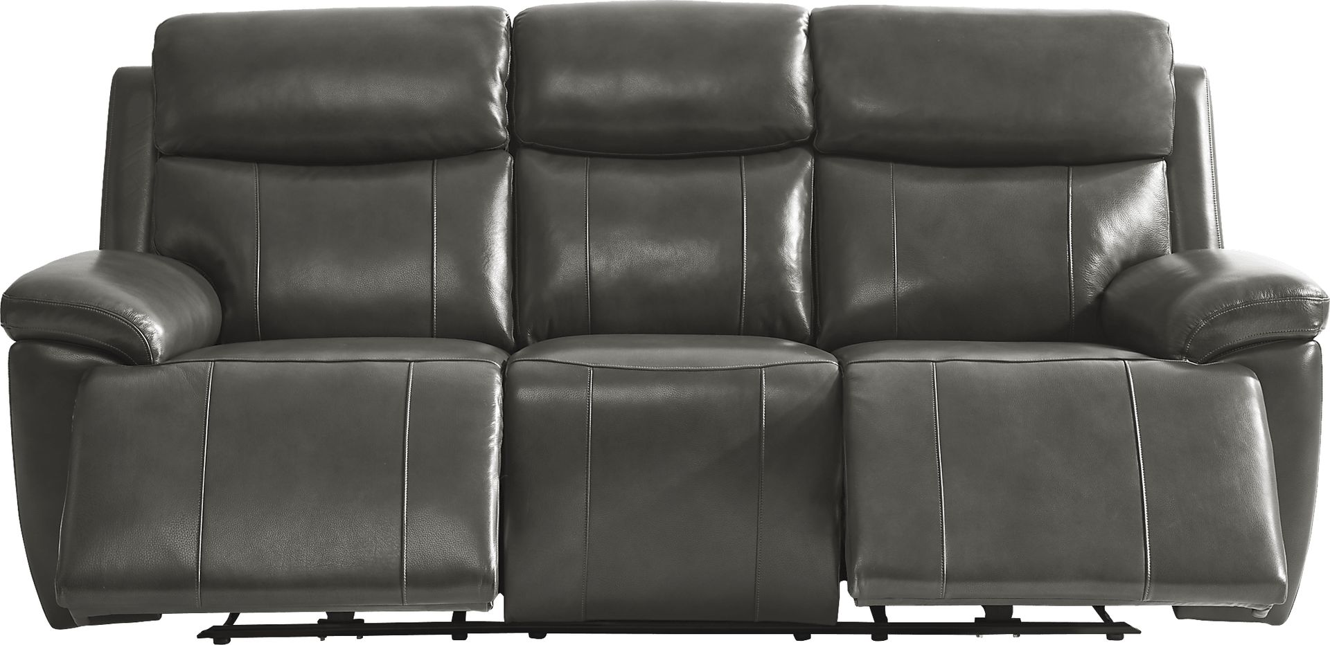 Barolo Gray Leather 5 Pc Triple Power Reclining Living Room with Massage and Heat - Image 2
