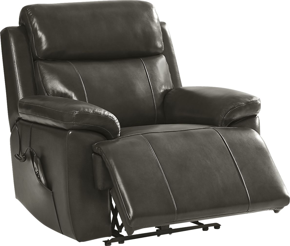 Barolo Gray Leather Triple Power Recliner - Rooms To Go