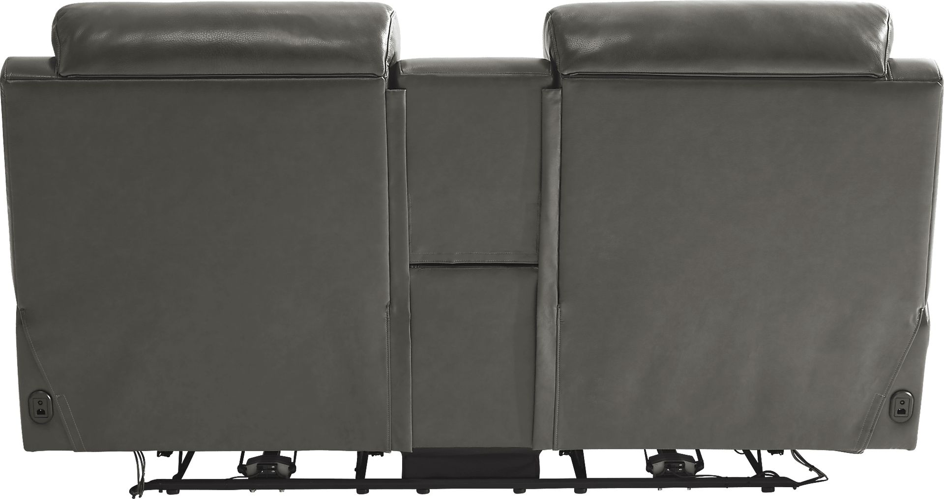 Barolo Gray Leather Triple Power Reclining Console Loveseat - Image 3