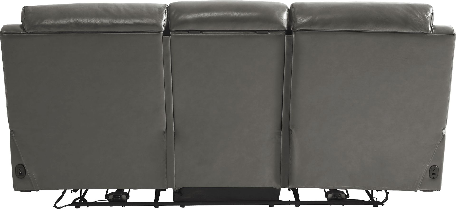 Barolo Gray Leather Triple Power Reclining Sofa - Image 5