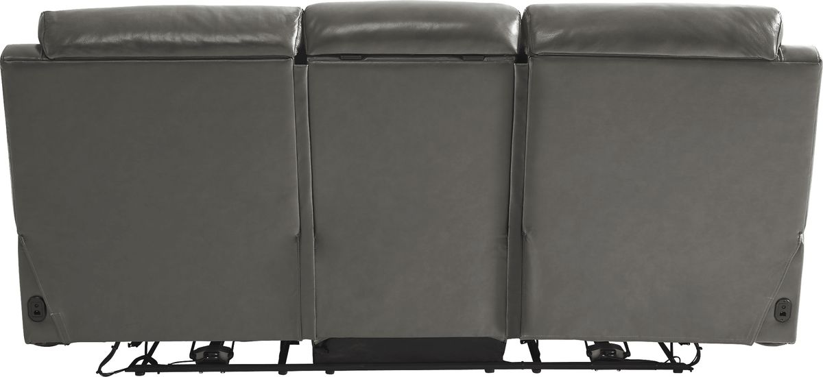 Barolo 2 Pc Gray Leather Triple Power Reclining Living Room With Triple ...