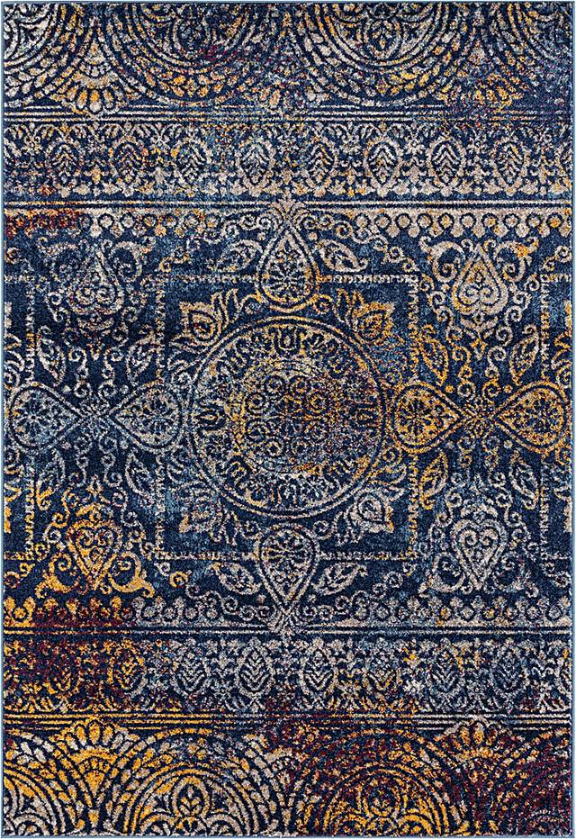 Baroux Navy/Multi 5'3 x 7'6 Rug - Thumbnail - Image 1
