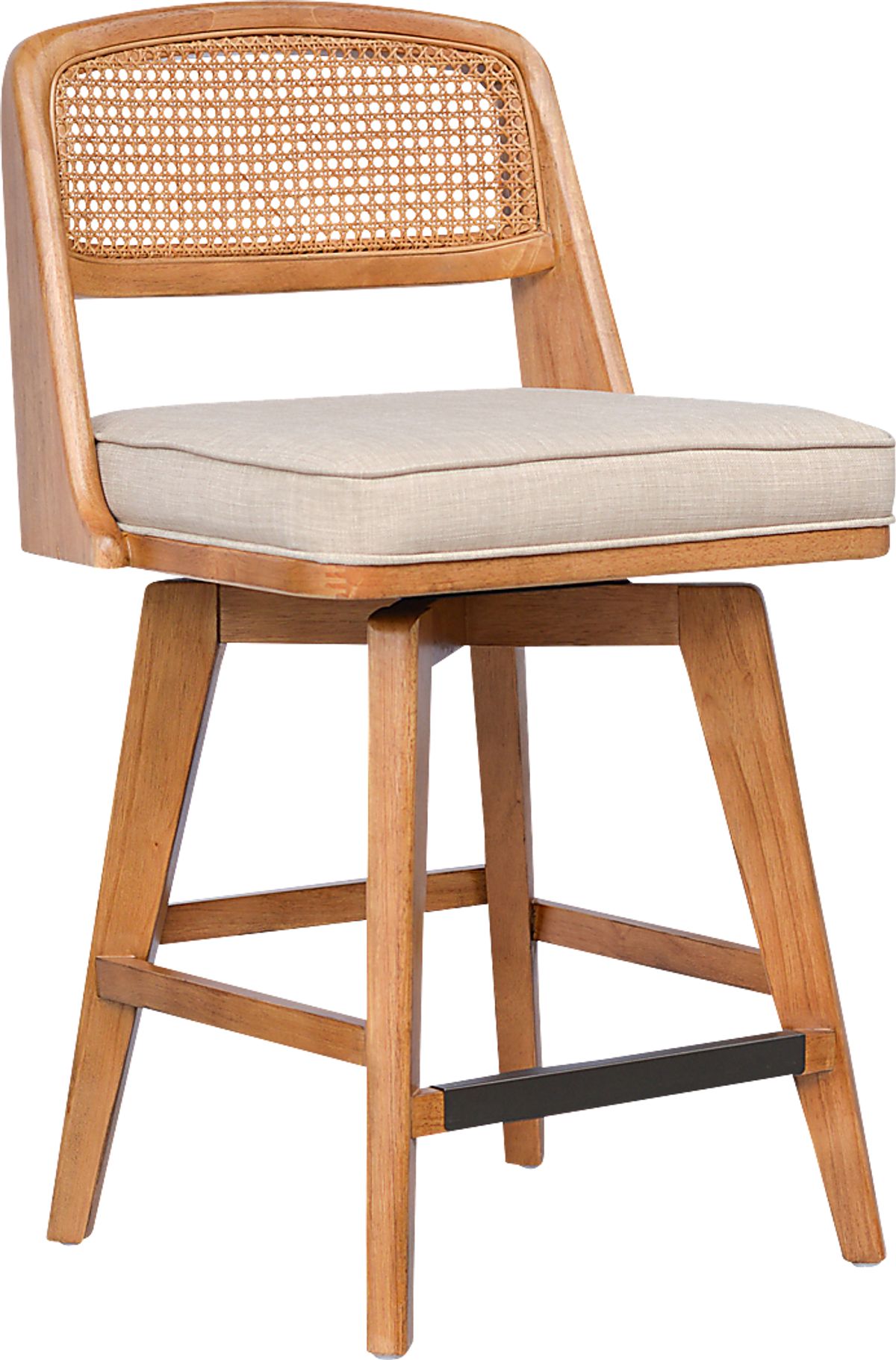 Barrhall Brown Polyester Fabric Swivel Counter Stool | Rooms to Go