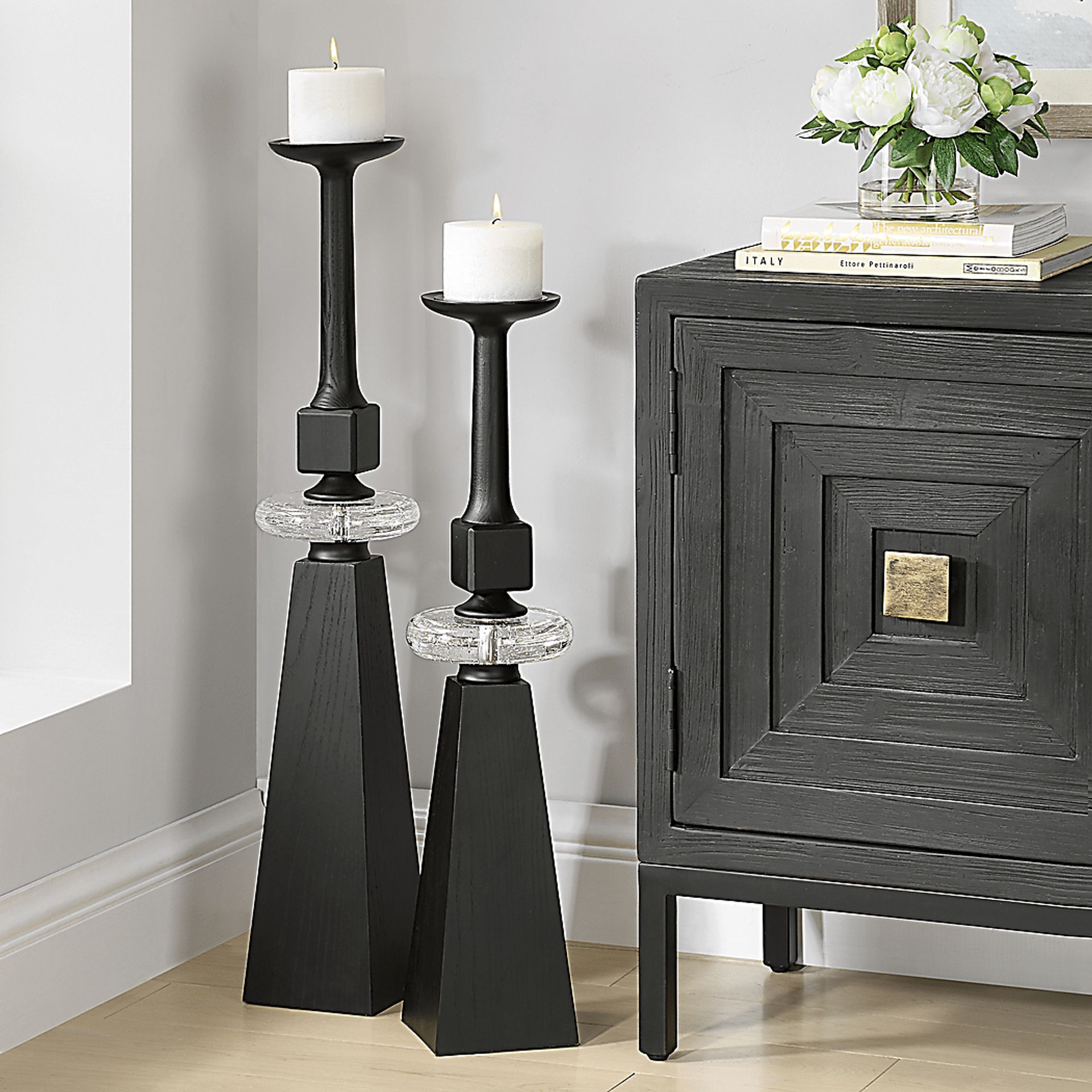 Barri Black Candle Holder, Set of 2 - Image 2