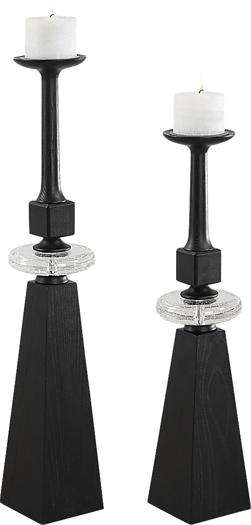 Barri Black Candle Holder, Set of 2