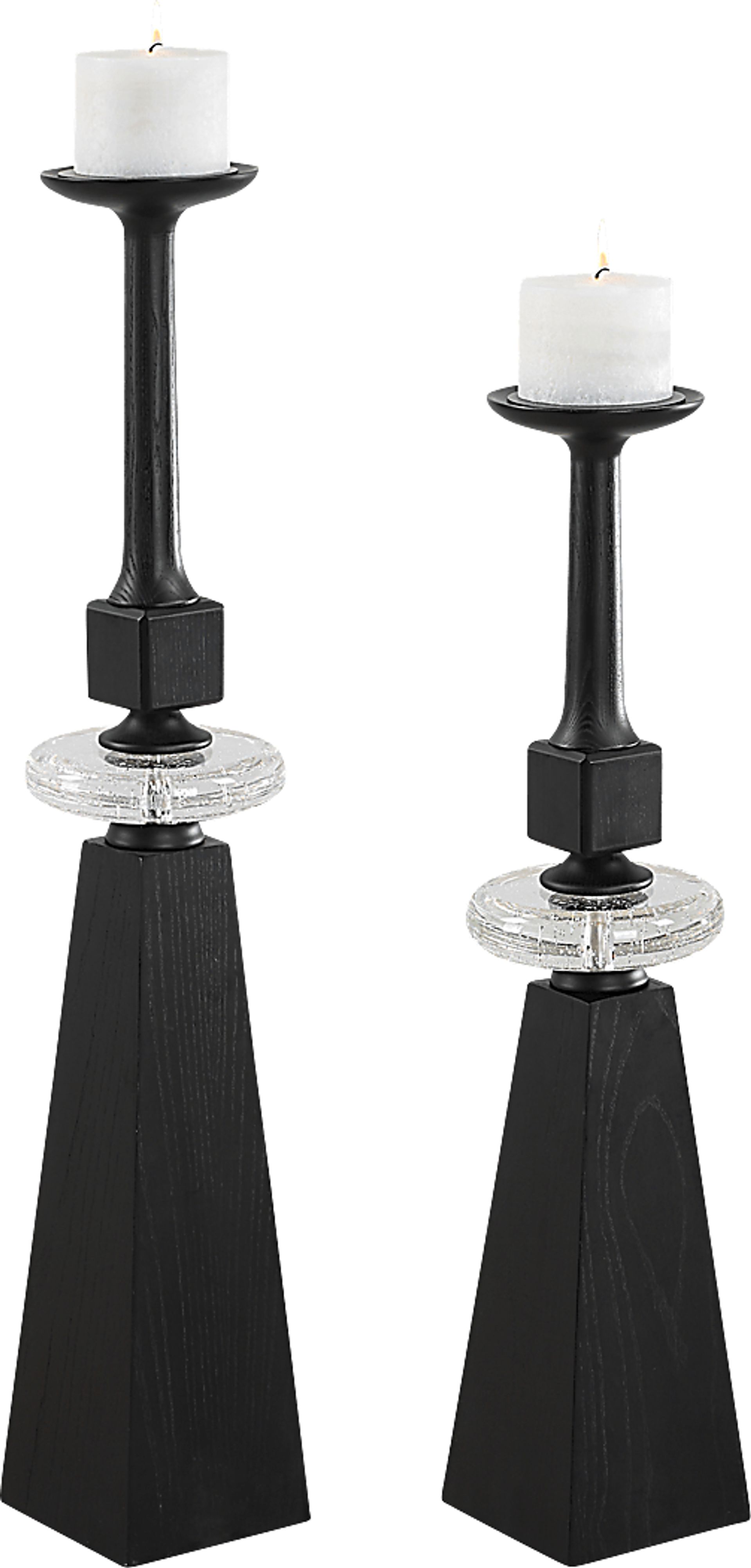 Barri Black Candle Holder, Set of 2 - Image 1