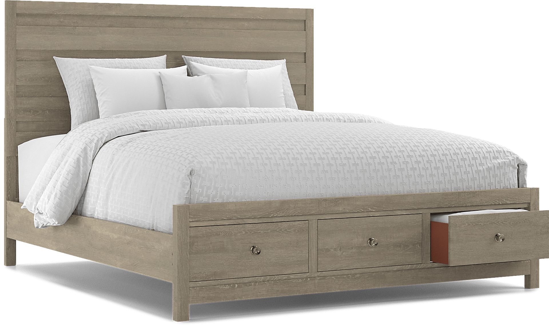 Barringer Place Gray 3 Pc King Panel Bed with Storage - Image 1