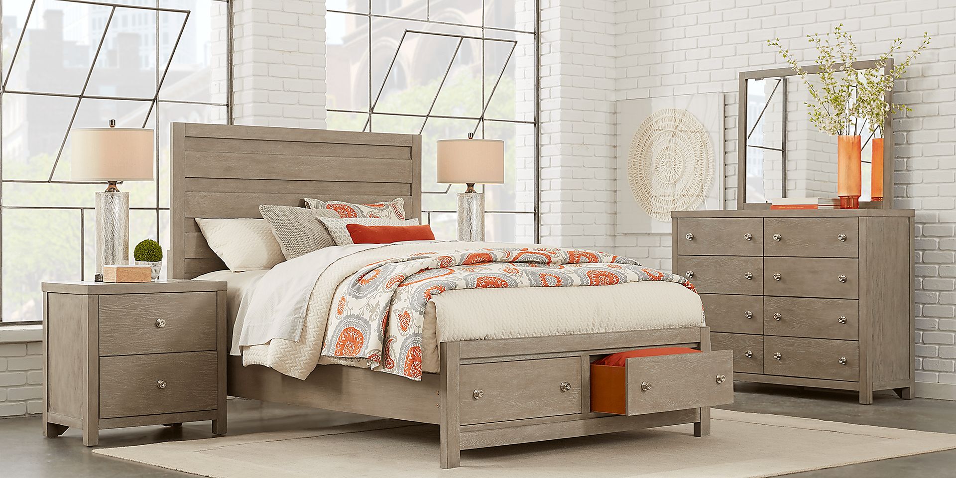 Barringer Place Gray 5 Pc King Panel Bedroom with Storage - Image 2