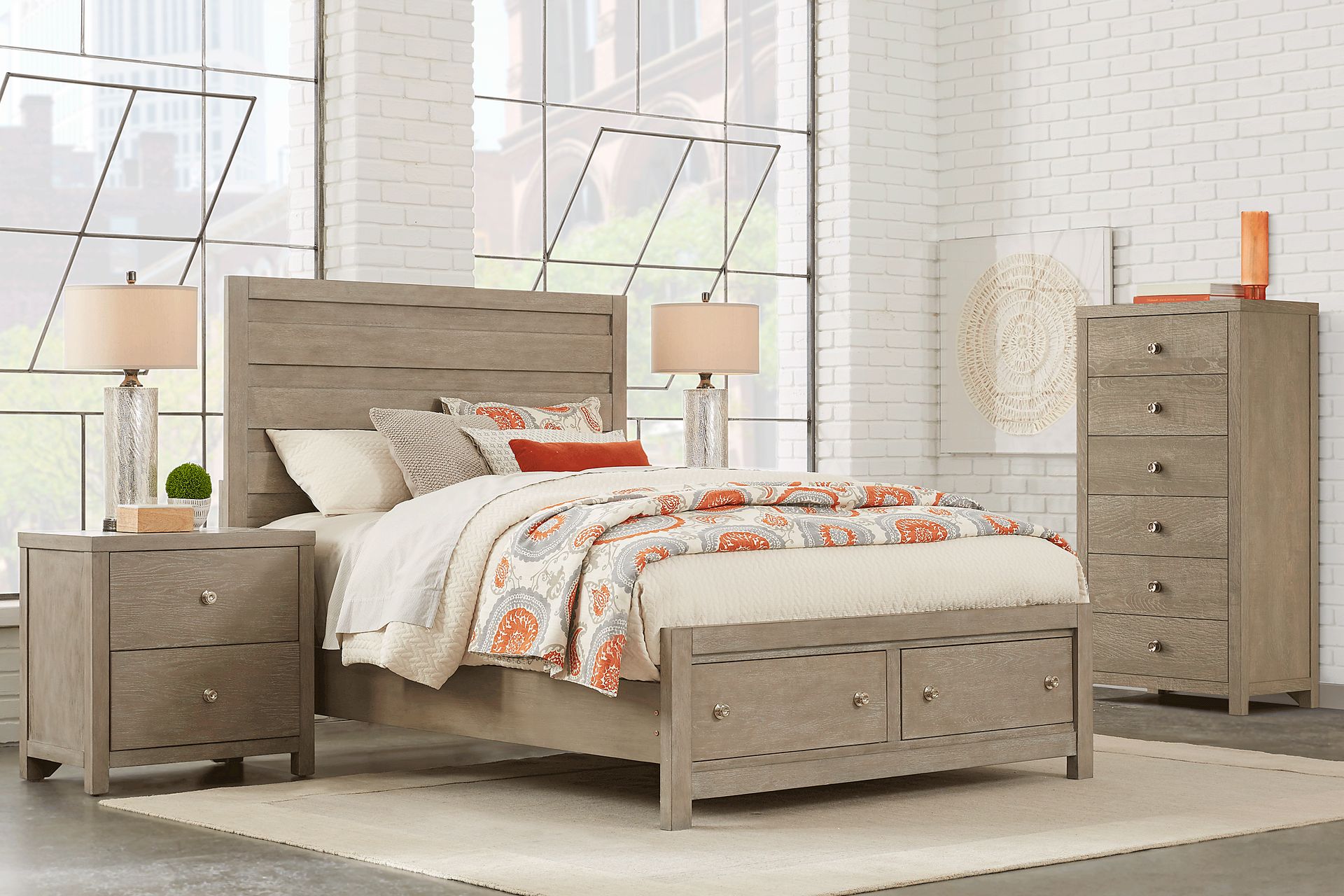 Barringer Place 5 Pc Gray Queen Bedroom Set With Nightstand, Tall Chest ...