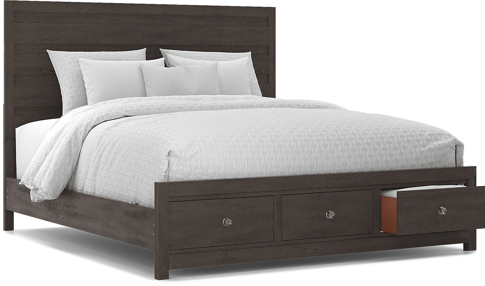 Barringer Place Merlot 3 Pc King Panel Bed with Storage - Image 1