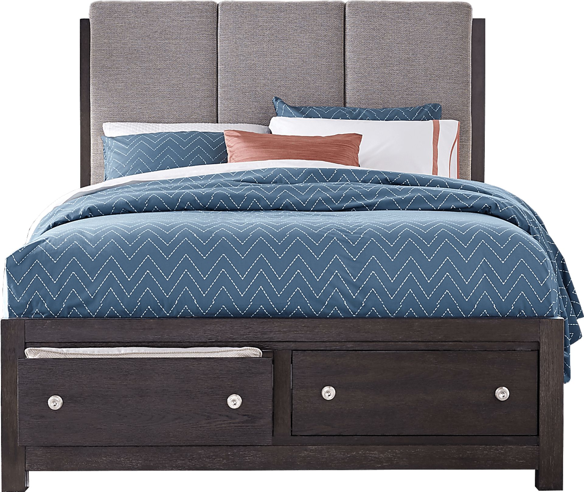 Barringer Place Merlot 4 Pc Queen Upholstered Bed with Storage - Image 1