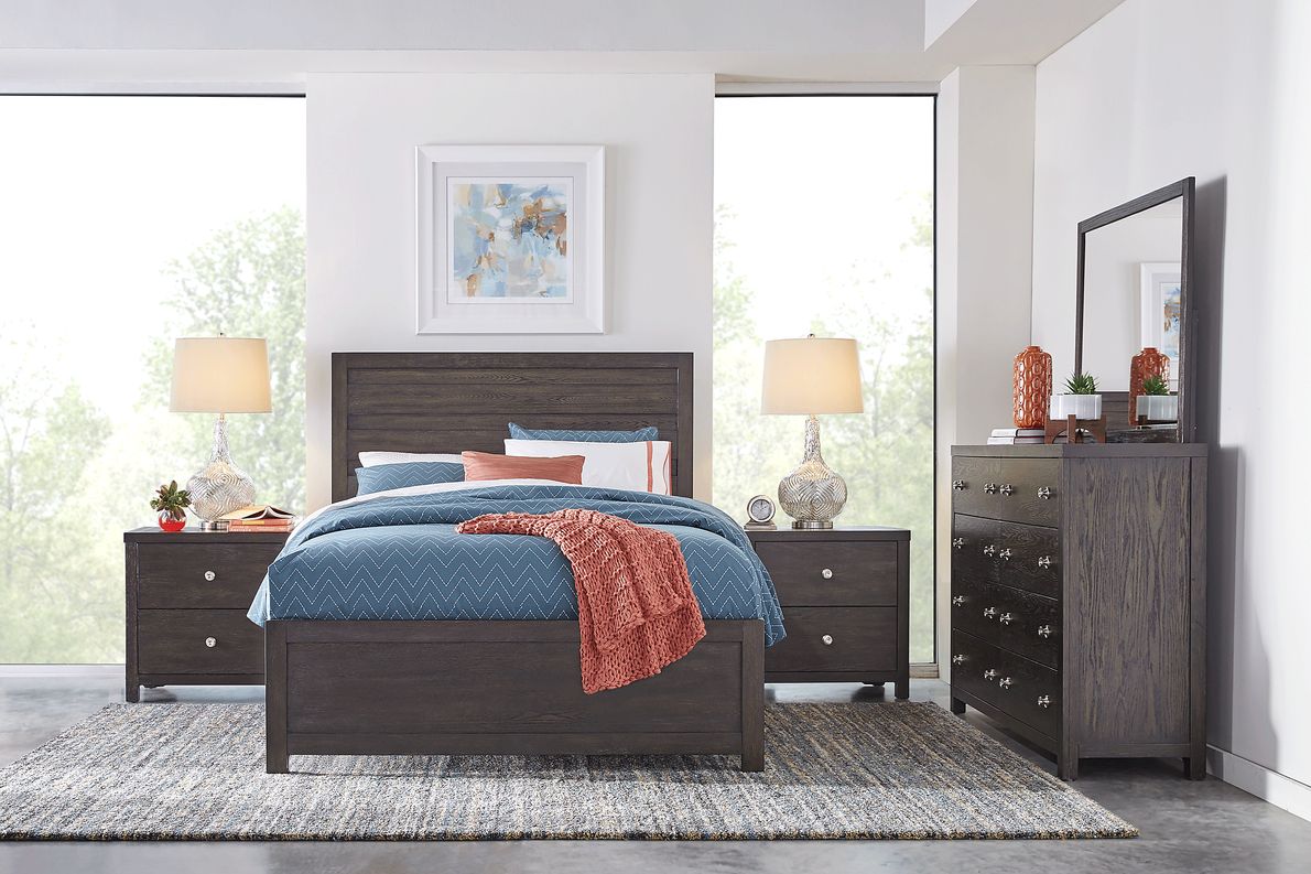 Barringer Place 5 Pc Merlot Dark Wood King Bedroom Set With 3 Pc King Panel  Bed, Nightstand, Tall Chest - Rooms To Go