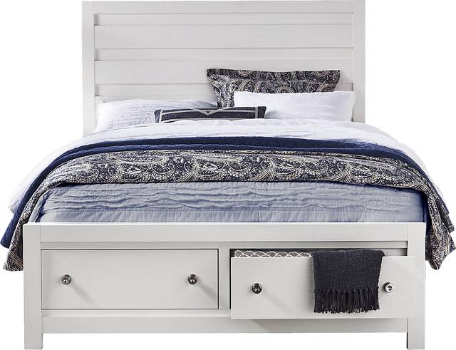 Barringer Place White 3 Pc Queen Panel Bed with Storage - Thumbnail - Image 1