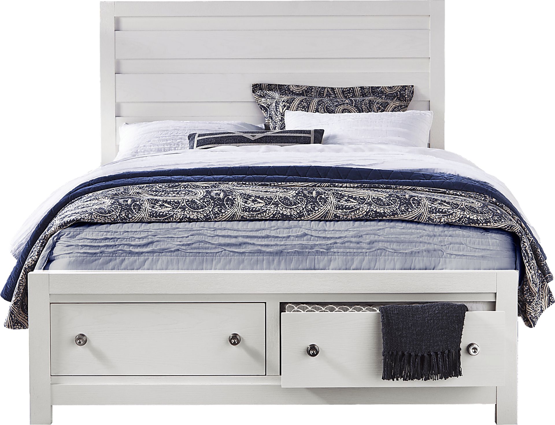 Barringer Place White 3 Pc Queen Panel Bed with Storage - Image 1