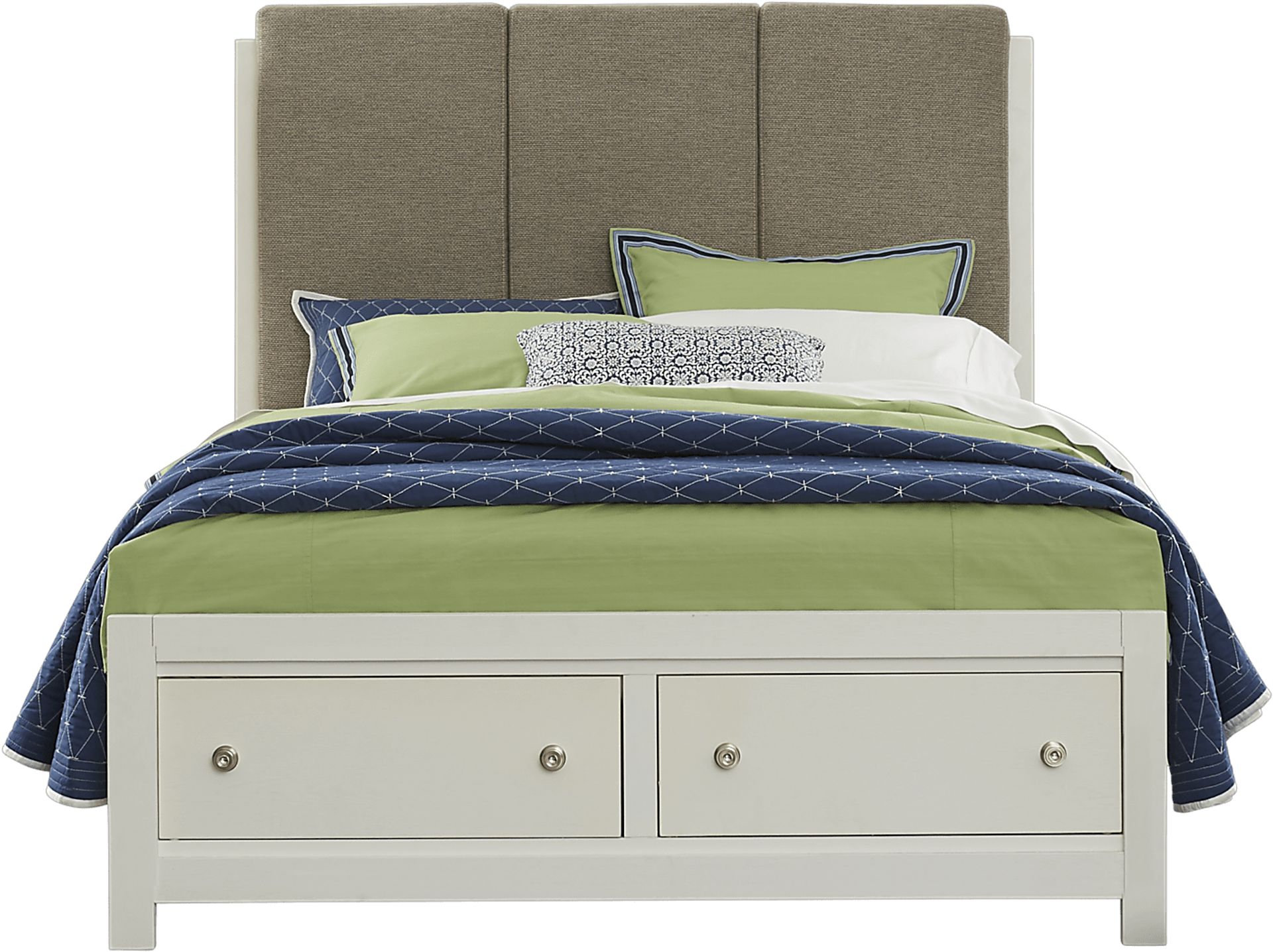 Barringer Place White 4 Pc King Upholstered Bed with Storage - Image 1