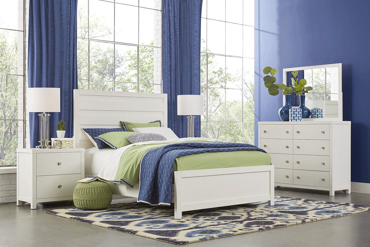 Elko Falls 5 Pc White Colors,White Queen Bedroom Set With Dresser