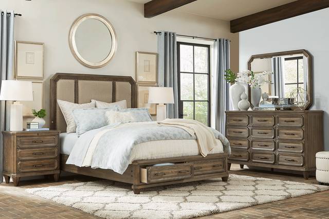 Barriston Trail Brown 3 Pc Queen Panel Bed with Storage - Thumbnail - Image 2