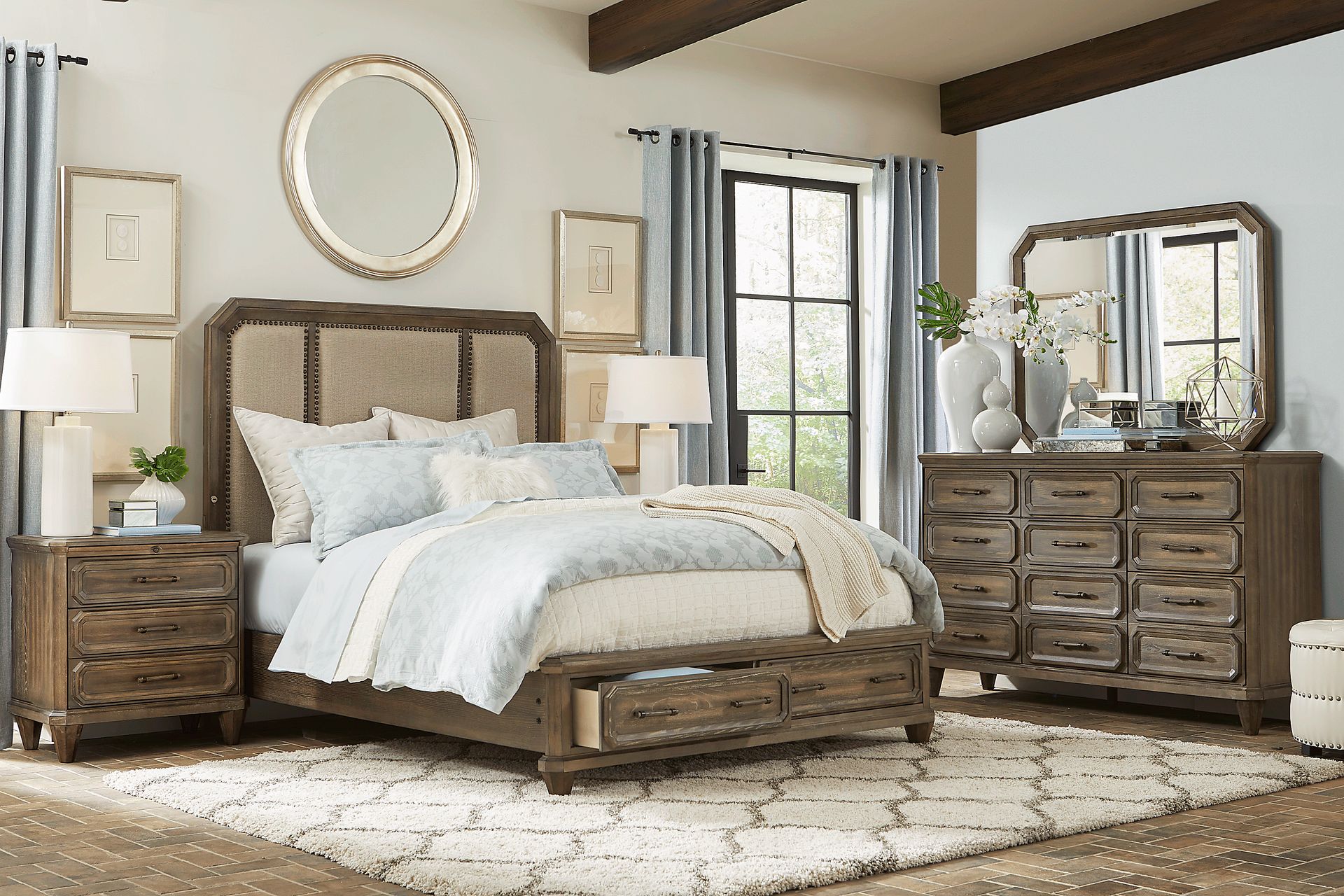 Barriston Trail Brown 3 Pc Queen Panel Bed with Storage - Image 2