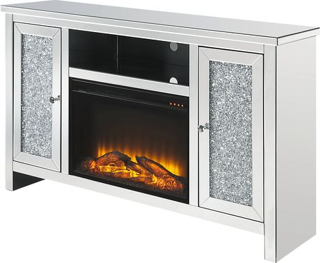 Barrowdale Silver 59 in. Console, With Electric Fireplace