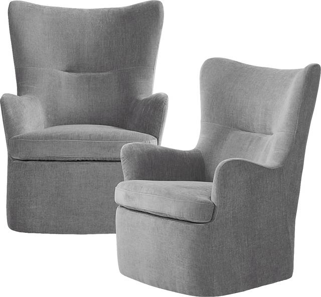 Barsha Heights Gray Swivel Glider Chair (Set of 2) - Thumbnail - Image 1
