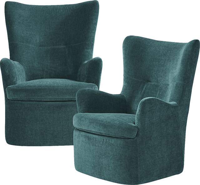 Barsha Heights Teal Swivel Glider Chair (Set of 2) - Thumbnail - Image 1