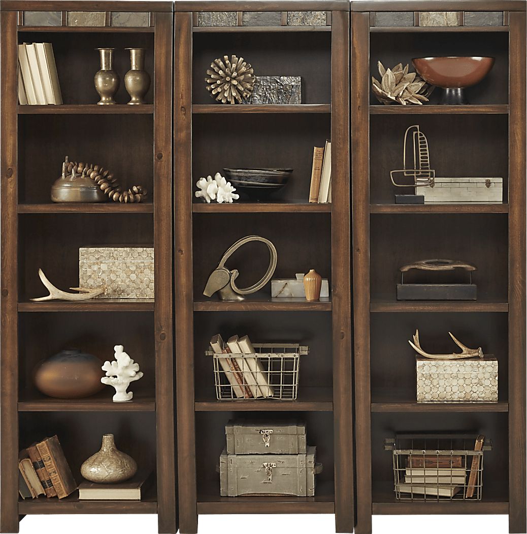 Bartlett II Cherry Dark Wood 3 Pc Bookcase Set Rooms to Go