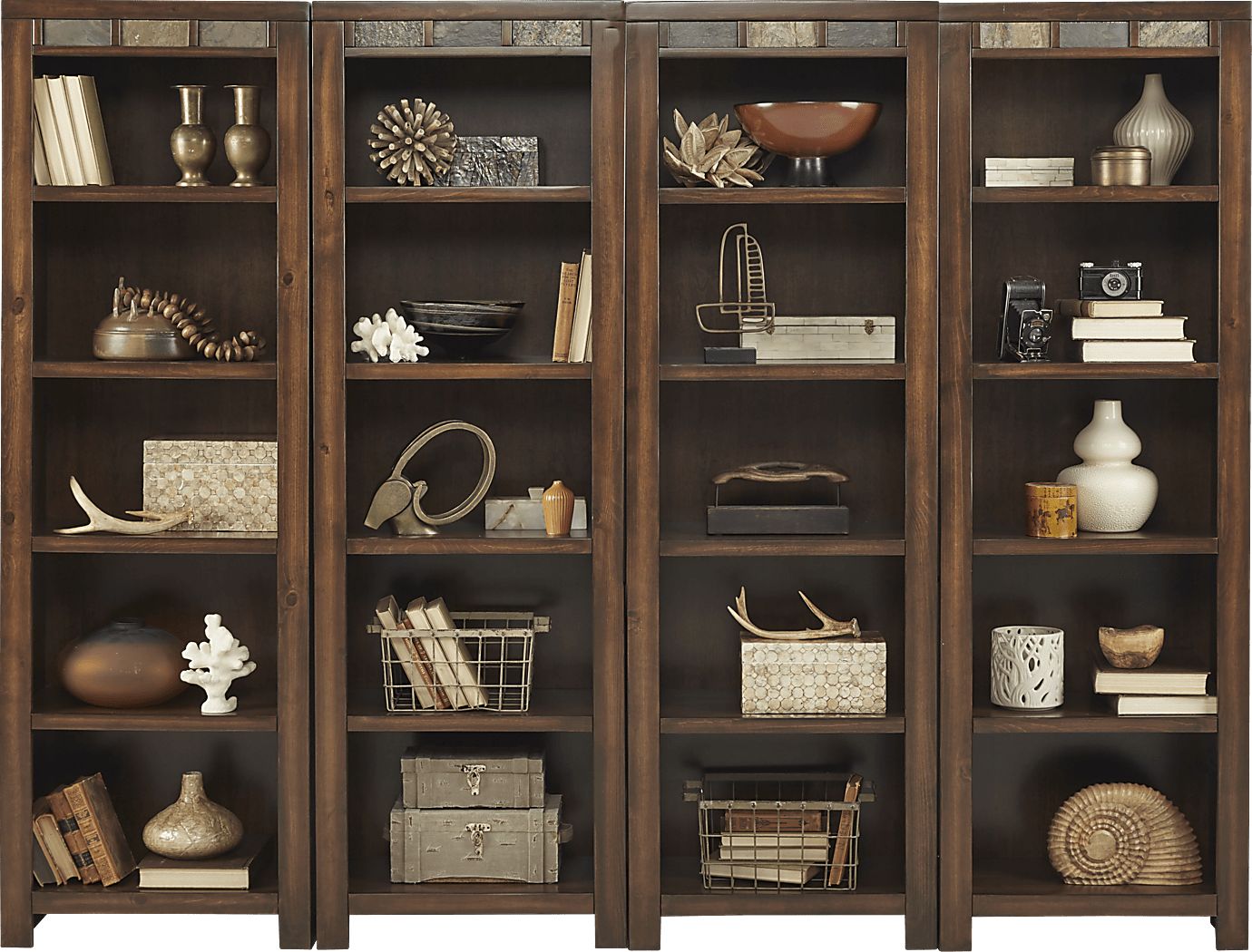 Bartlett II Cherry Dark Wood 4 Pc Bookcase Set Rooms to Go