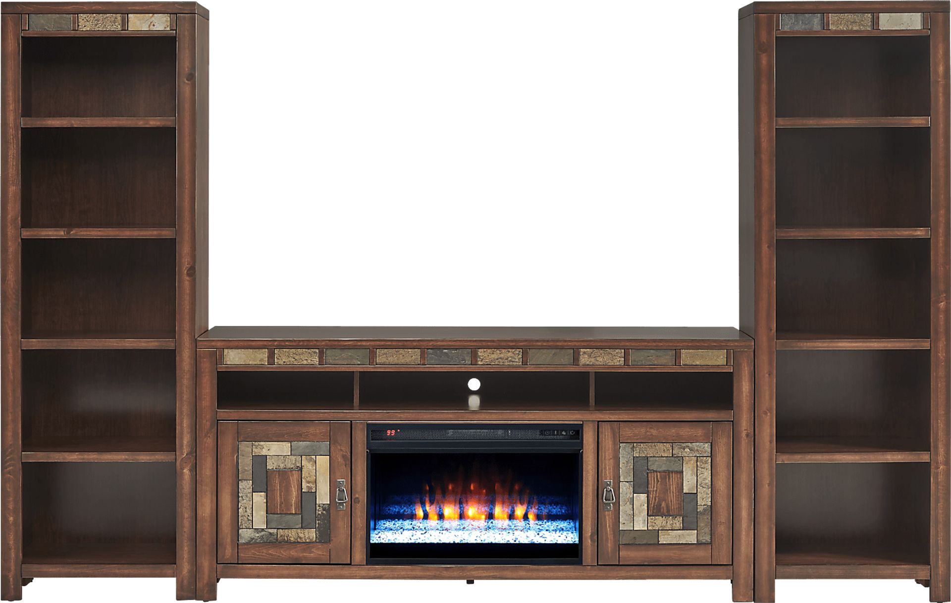 Bartlett II Cherry 4 Pc Wall Unit with 67 in. Console and Electric Fireplace - Image 1