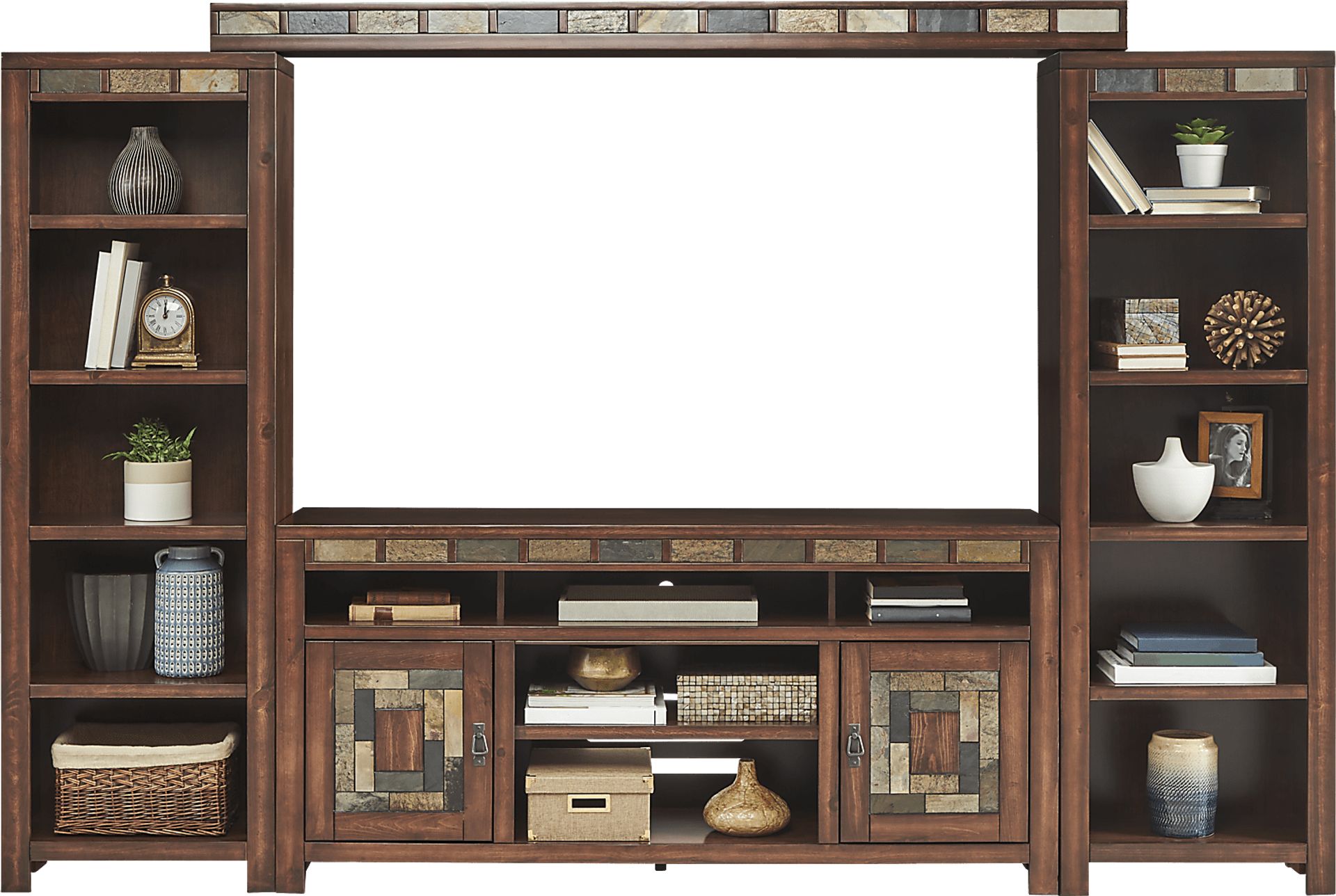 Bartlett II Cherry 4 Pc Wall Unit with 67 in. Console - Image 2