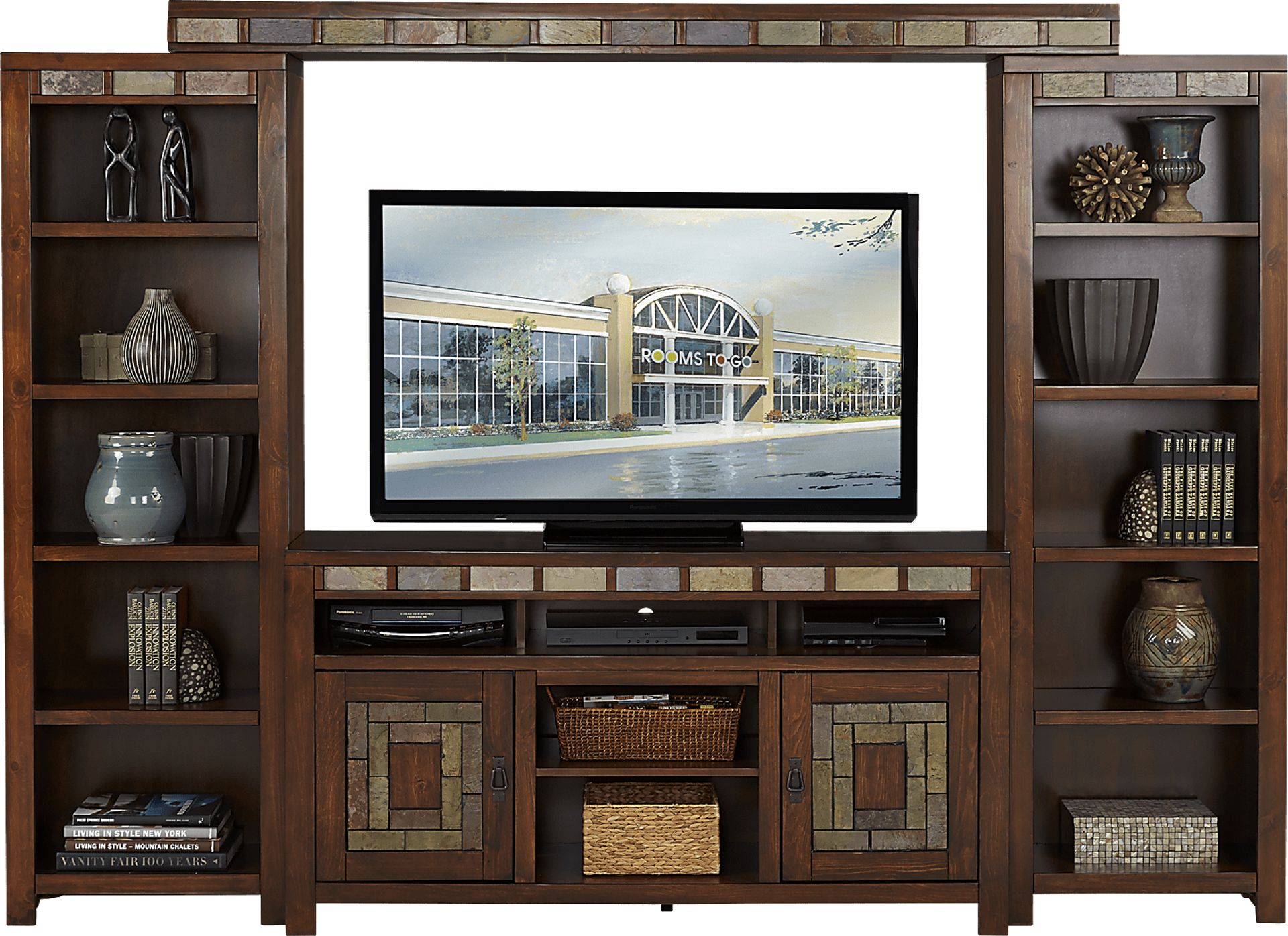 Bartlett II Cherry 4 Pc Wall Unit - Image 1
