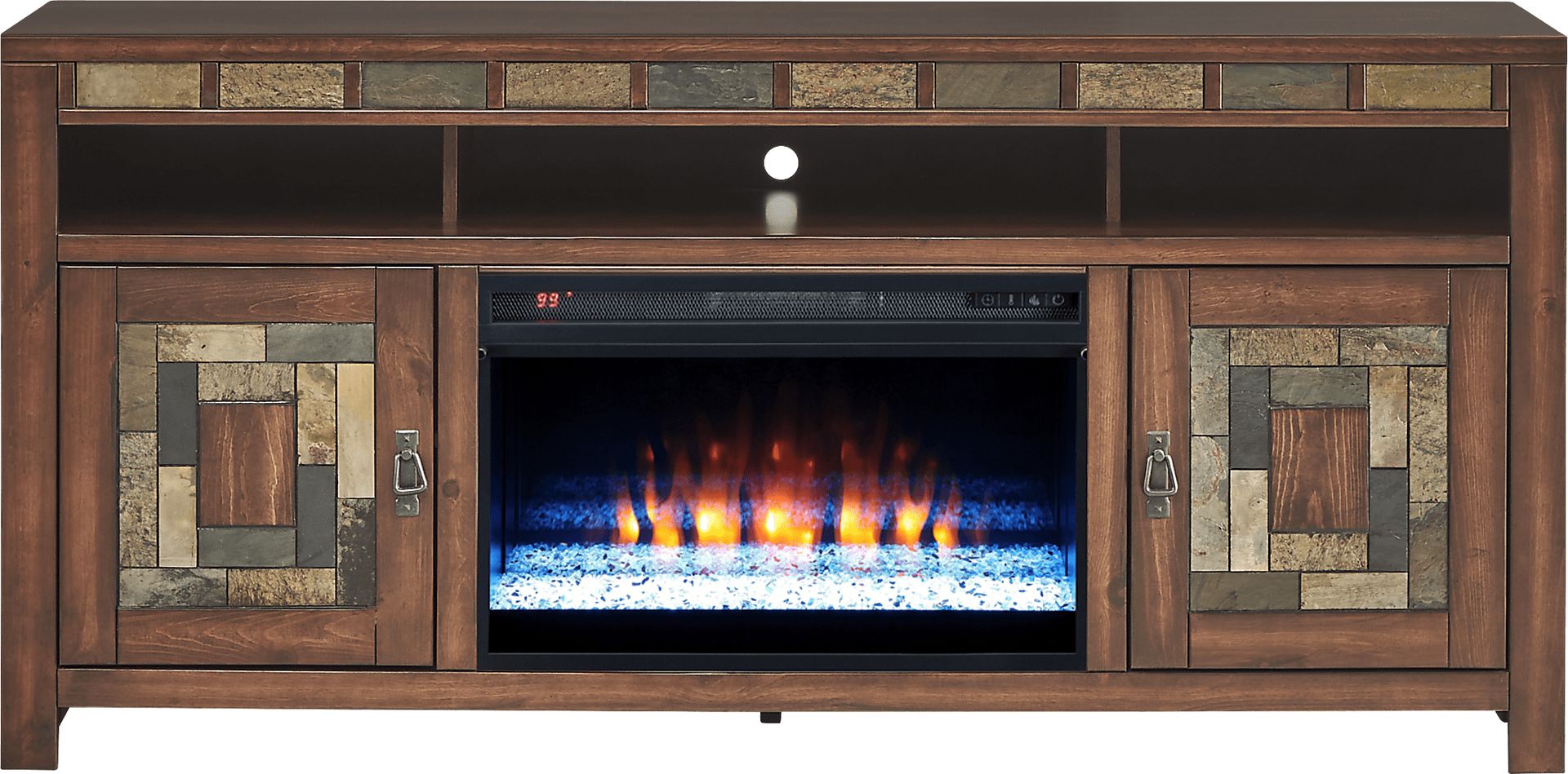 Bartlett II Cherry 67 in. Console with Electric Fireplace - Image 1