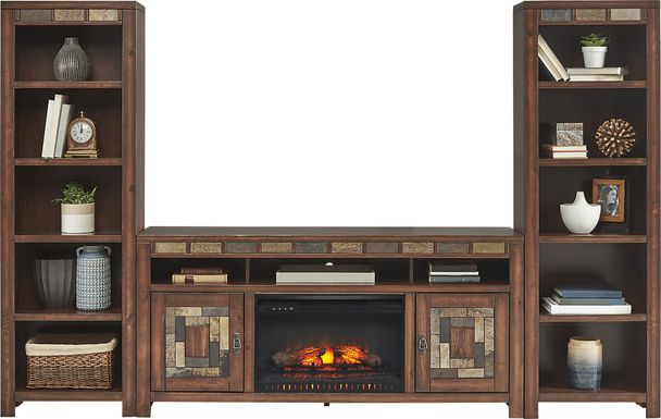 Bartlett II Cherry 67 in. Console with Electric Log Fireplace