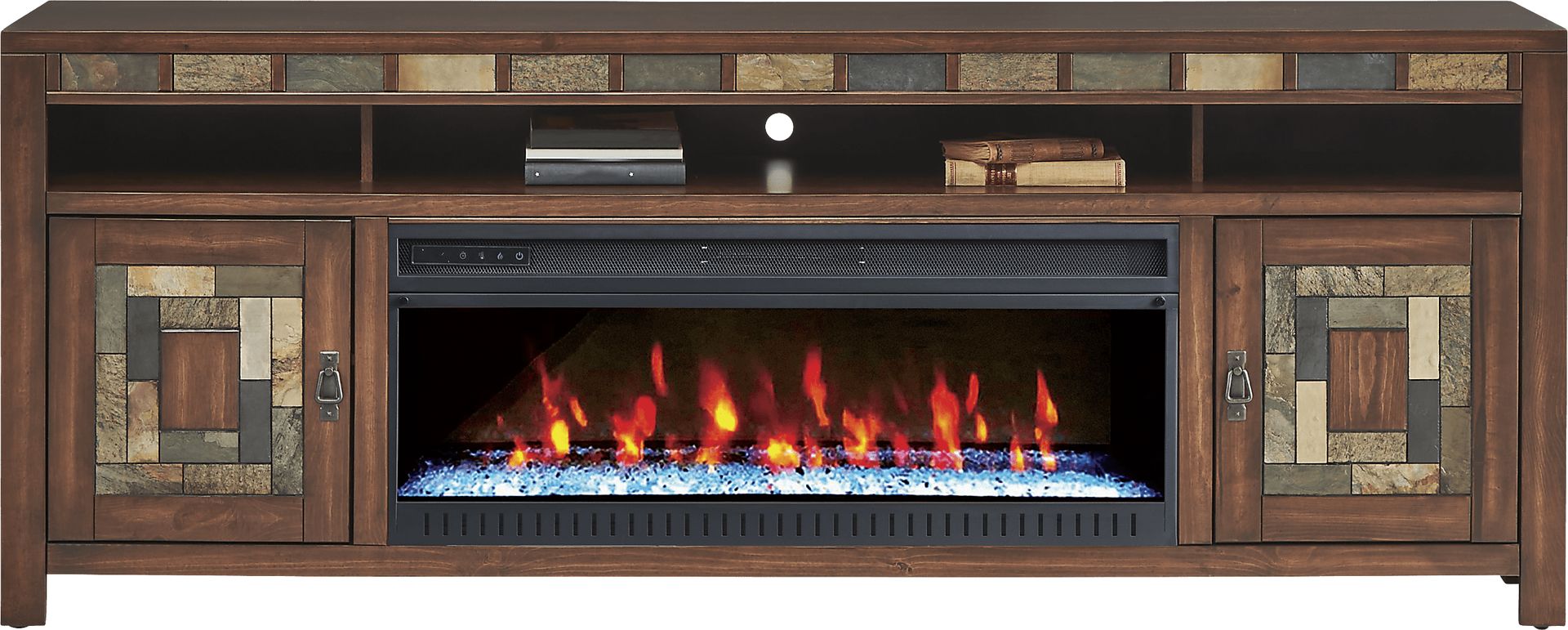 Bartlett II Cherry 83 in. Console with Electric Fireplace - Image 1