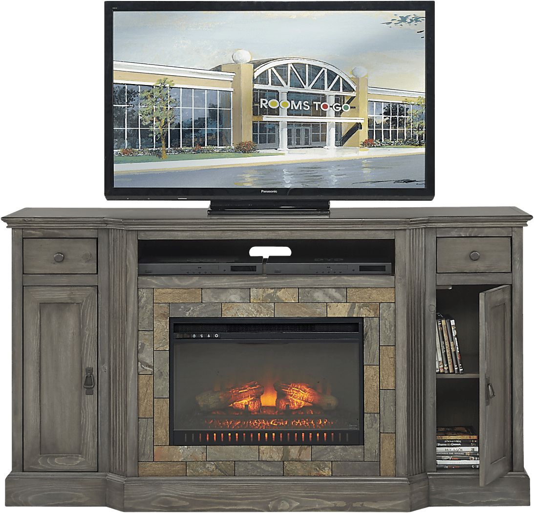 Bartlett II Gray 2 Pc 71 in. Console with Electric Fireplace Rooms To Go