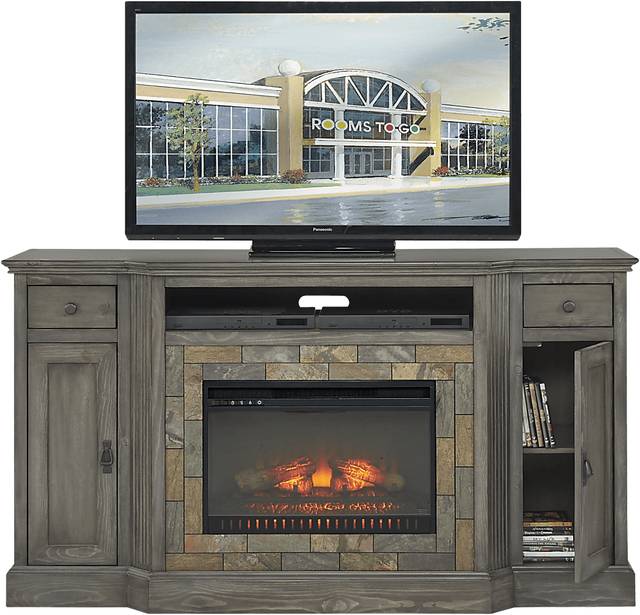 Bartlett II Gray 2 Pc 71 in. Console with Electric Fireplace - Thumbnail - Image 1
