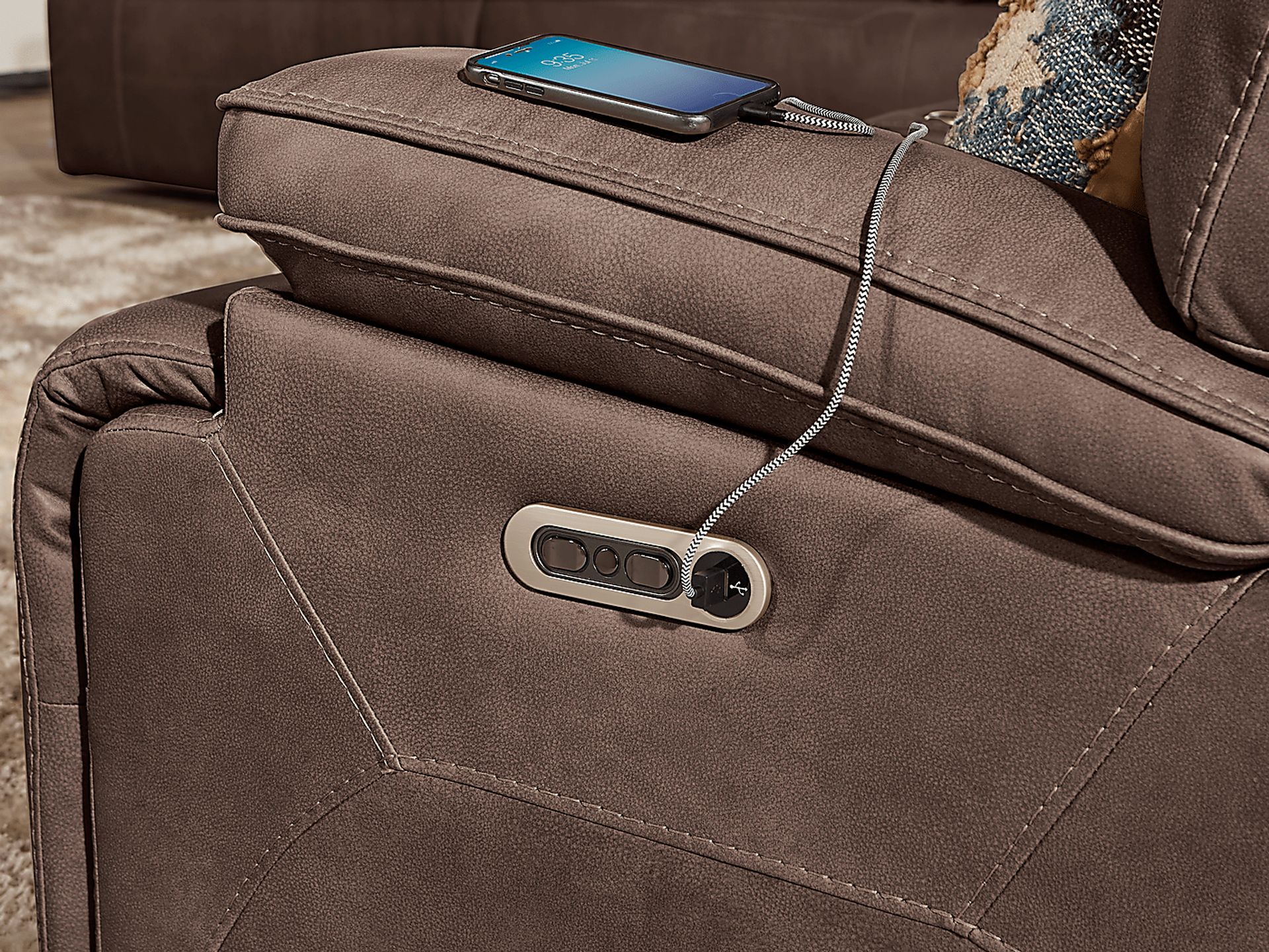 Barton Brown 3 Pc Dual Power Reclining Sectional - Image 5