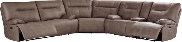 Barton Brown 3 Pc Dual Power Reclining Sectional - Thumbnail - Image 1