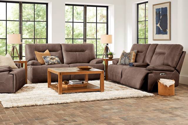 Barton Brown 7 Pc Dual Power Reclining Living Room - Thumbnail - Image 1