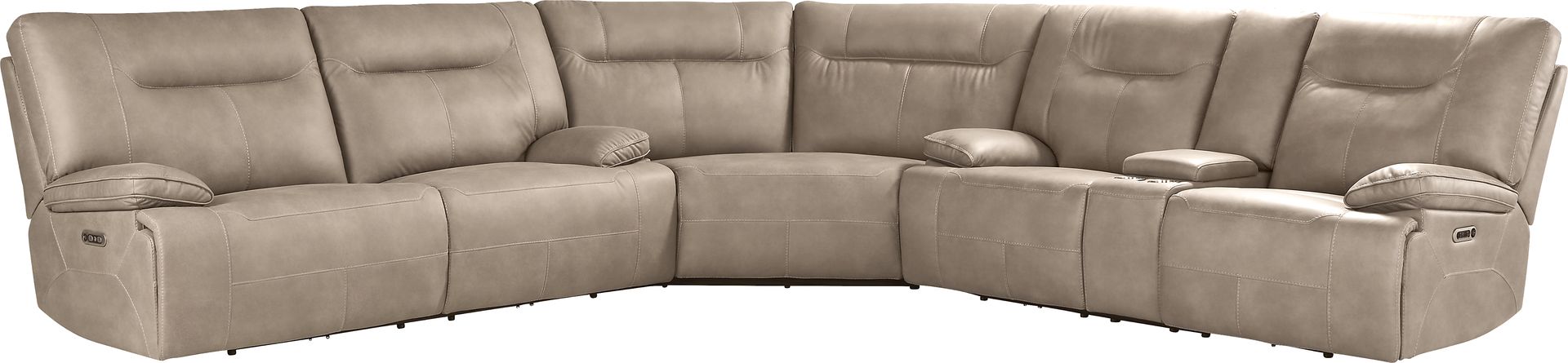 Barton Taupe 7 Pc Dual Power Reclining Sectional Living Room - Image 3
