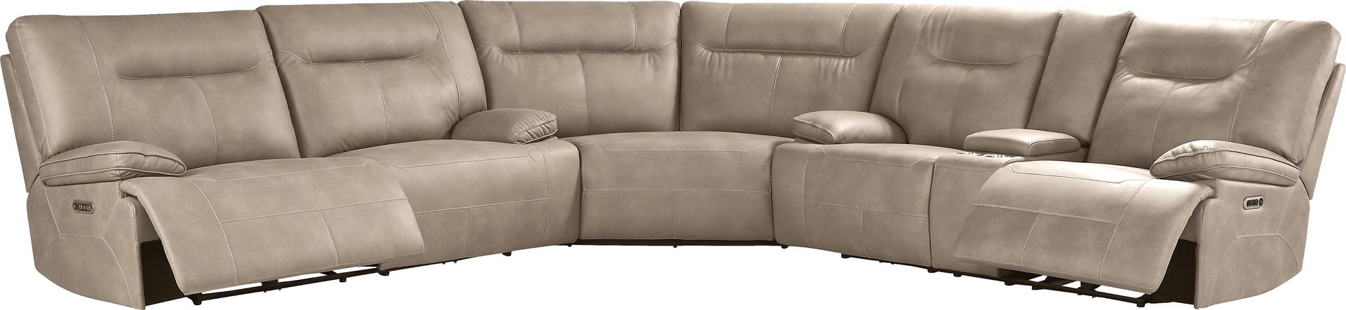 Barton Taupe 7 Pc Dual Power Reclining Sectional Living Room - Image 2
