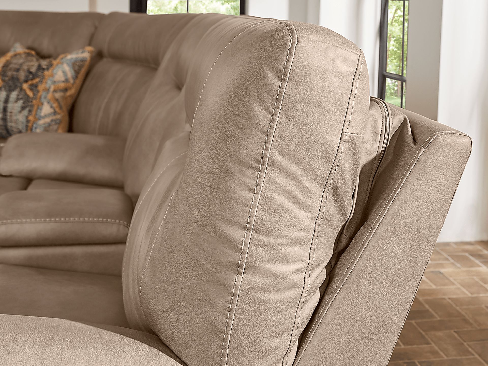 Barton Taupe Dual Power Reclining Console Loveseat - Image 9
