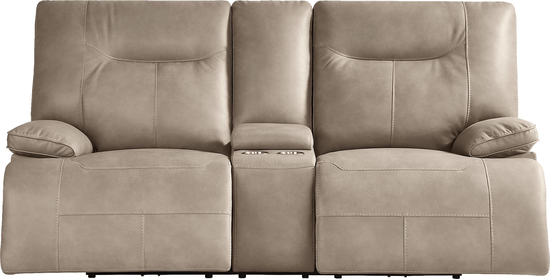 Barton Taupe Dual Power Reclining Console Loveseat - Image 2