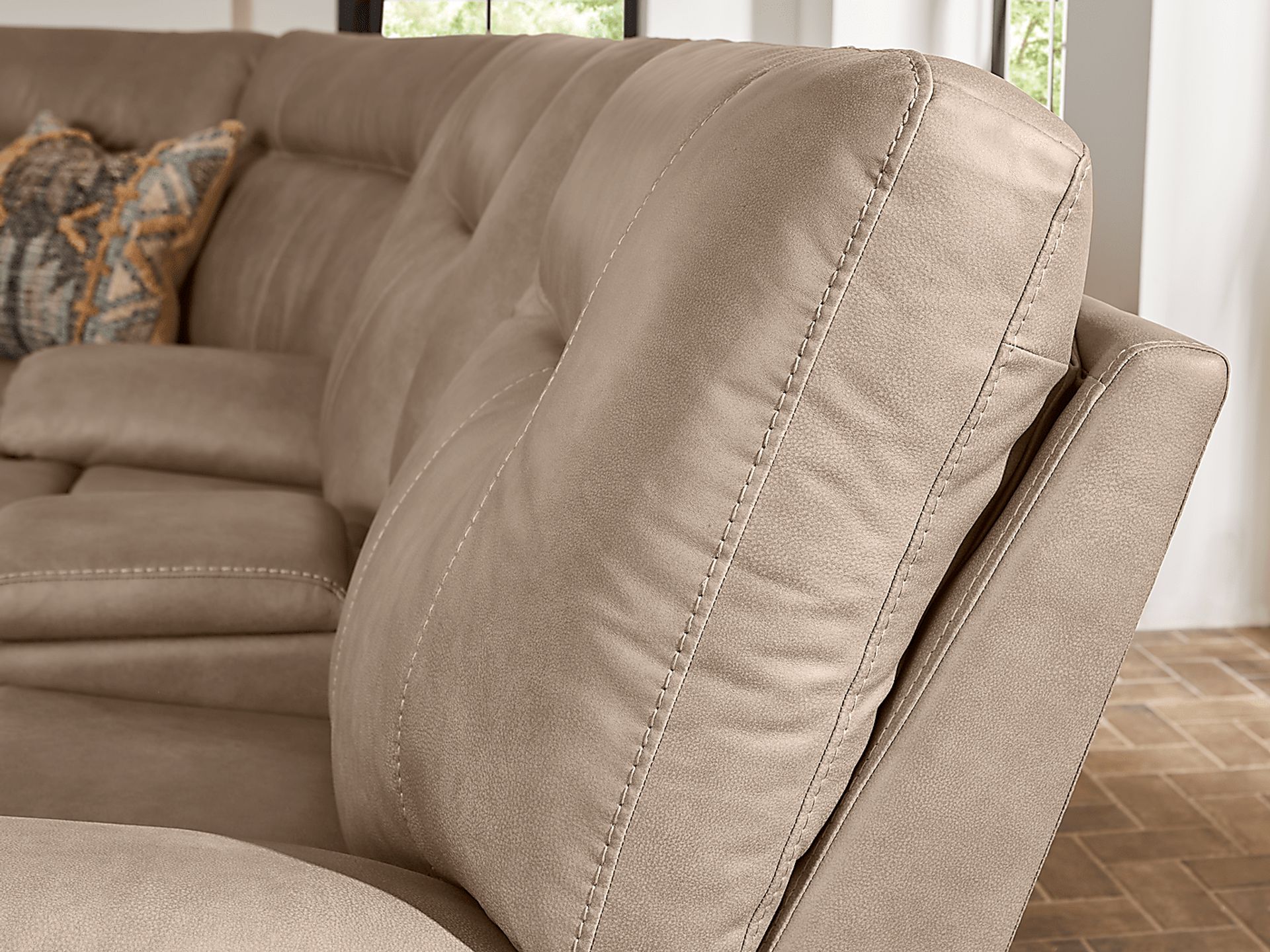 Barton Taupe Dual Power Reclining Console Loveseat - Image 8