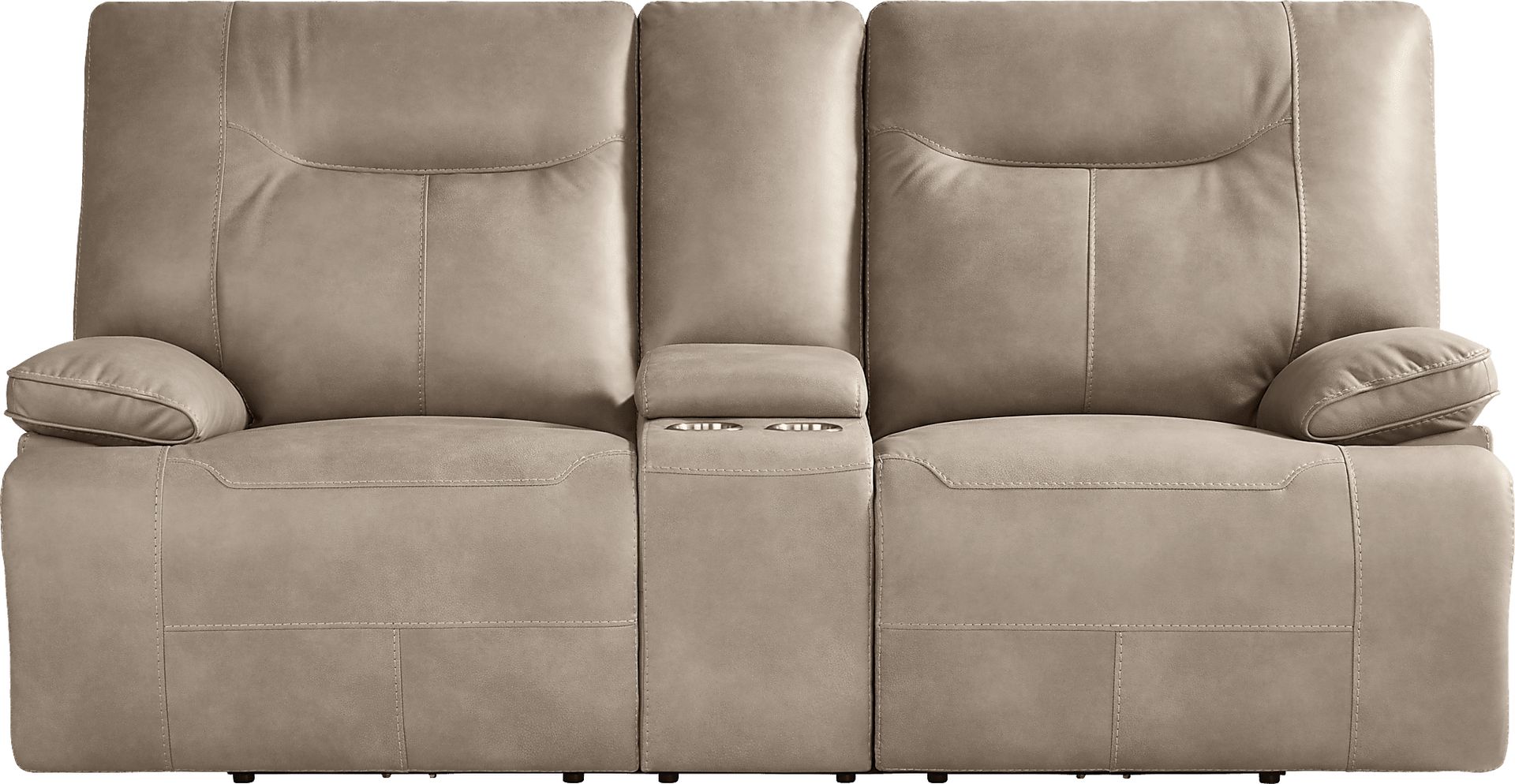 Barton Taupe Dual Power Reclining Console Loveseat - Image 1