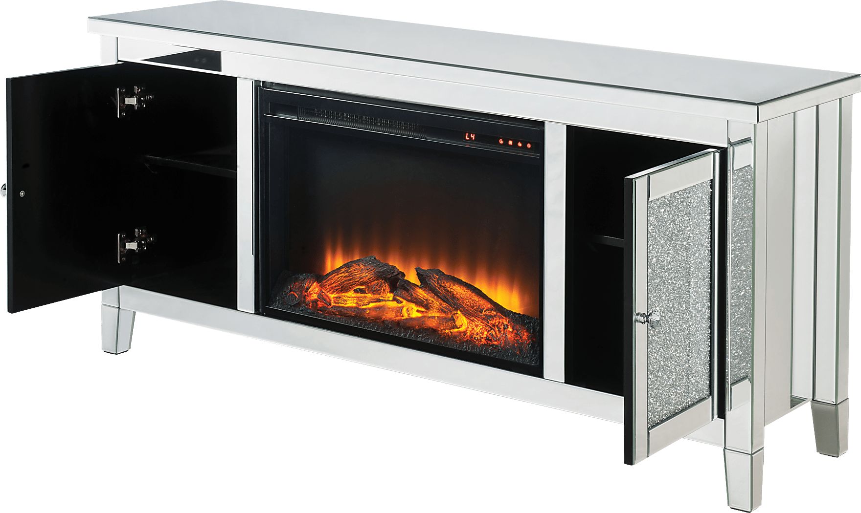 Bartonfield Silver 59 in. Console, With Electric Fireplace