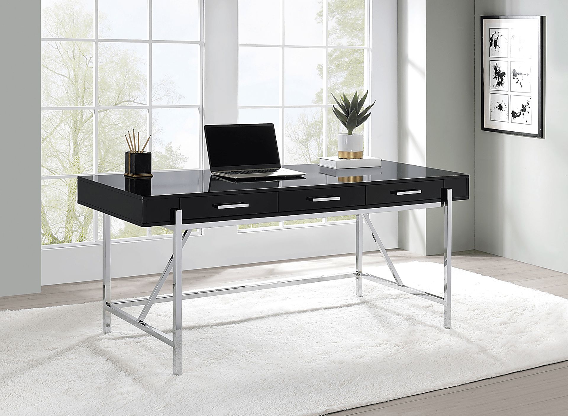 Bartonne Black/Chrome Desk - Image 8