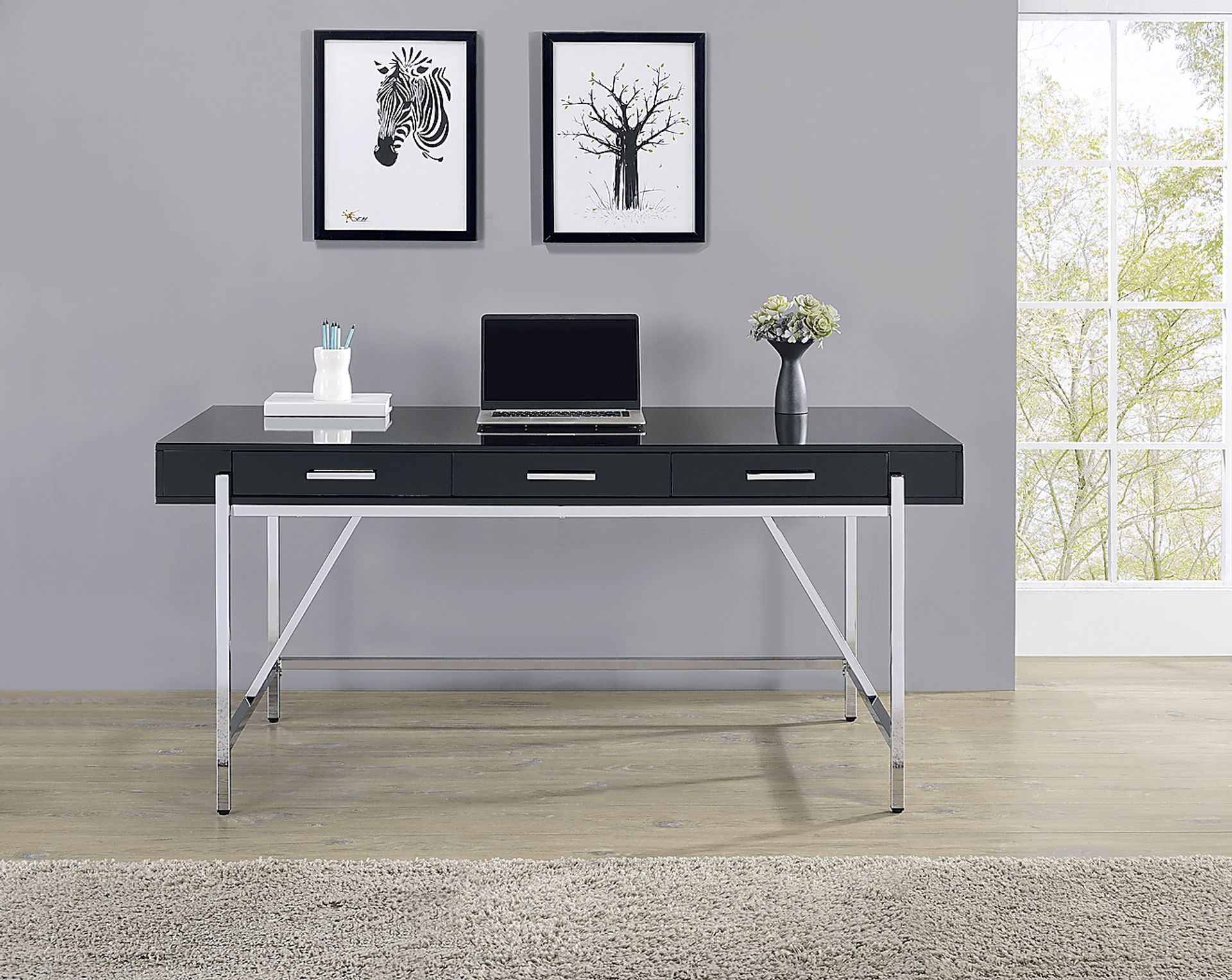 Bartonne Black/Chrome Desk - Image 9